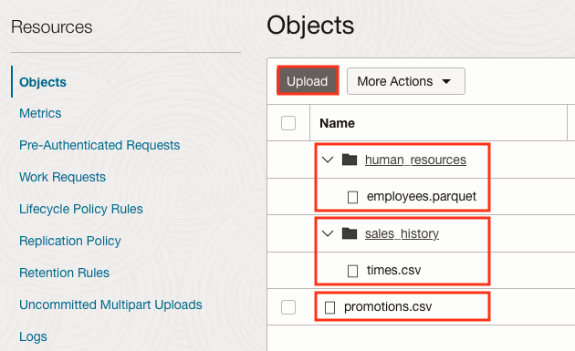 Upload Files to OCI Bucket