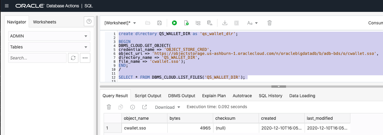 sqldeveloper view wallet
