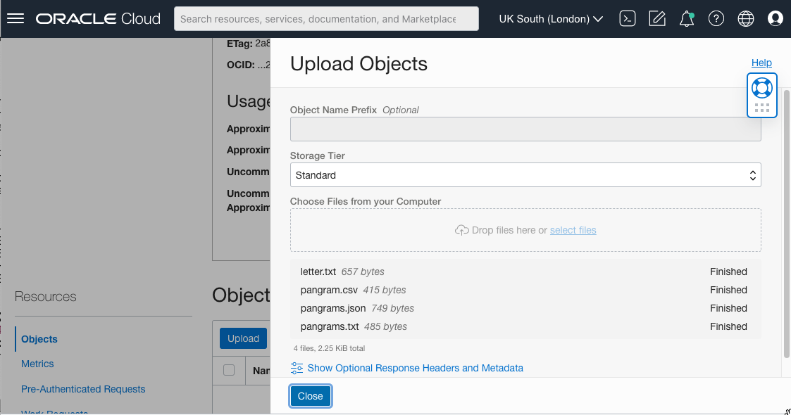 uploading files to bucket