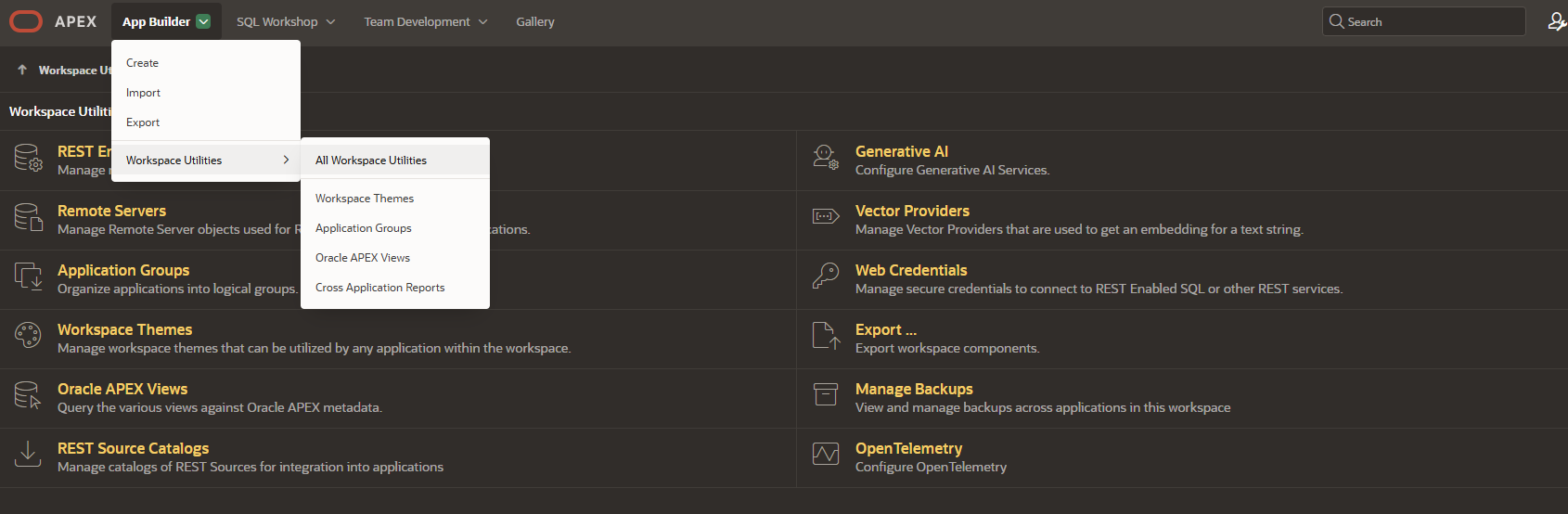 APEX workspace utilities
