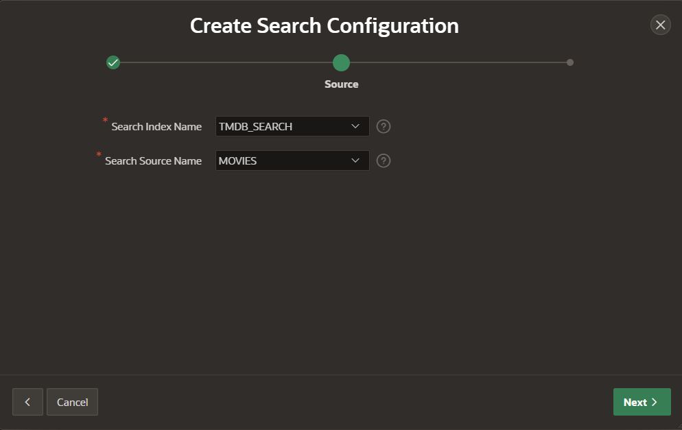 new search configuration step 2