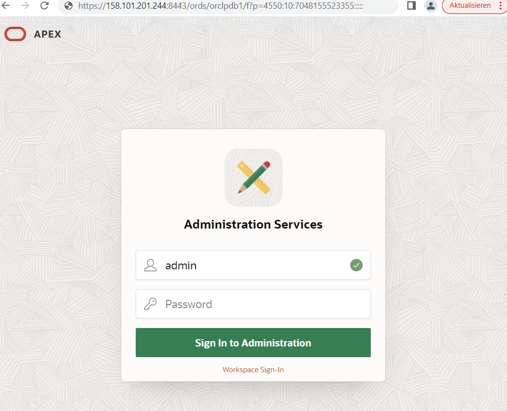 Application Express Admin Login