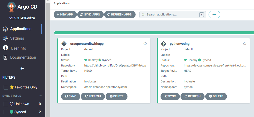 ArgoCD application tiles