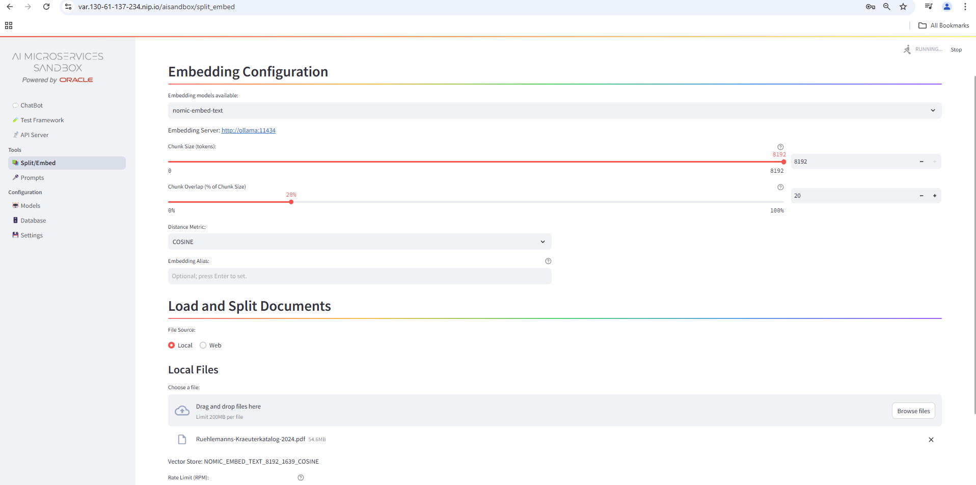 Dokumente hochladen, Embeddings erstellen, im Chat befragen