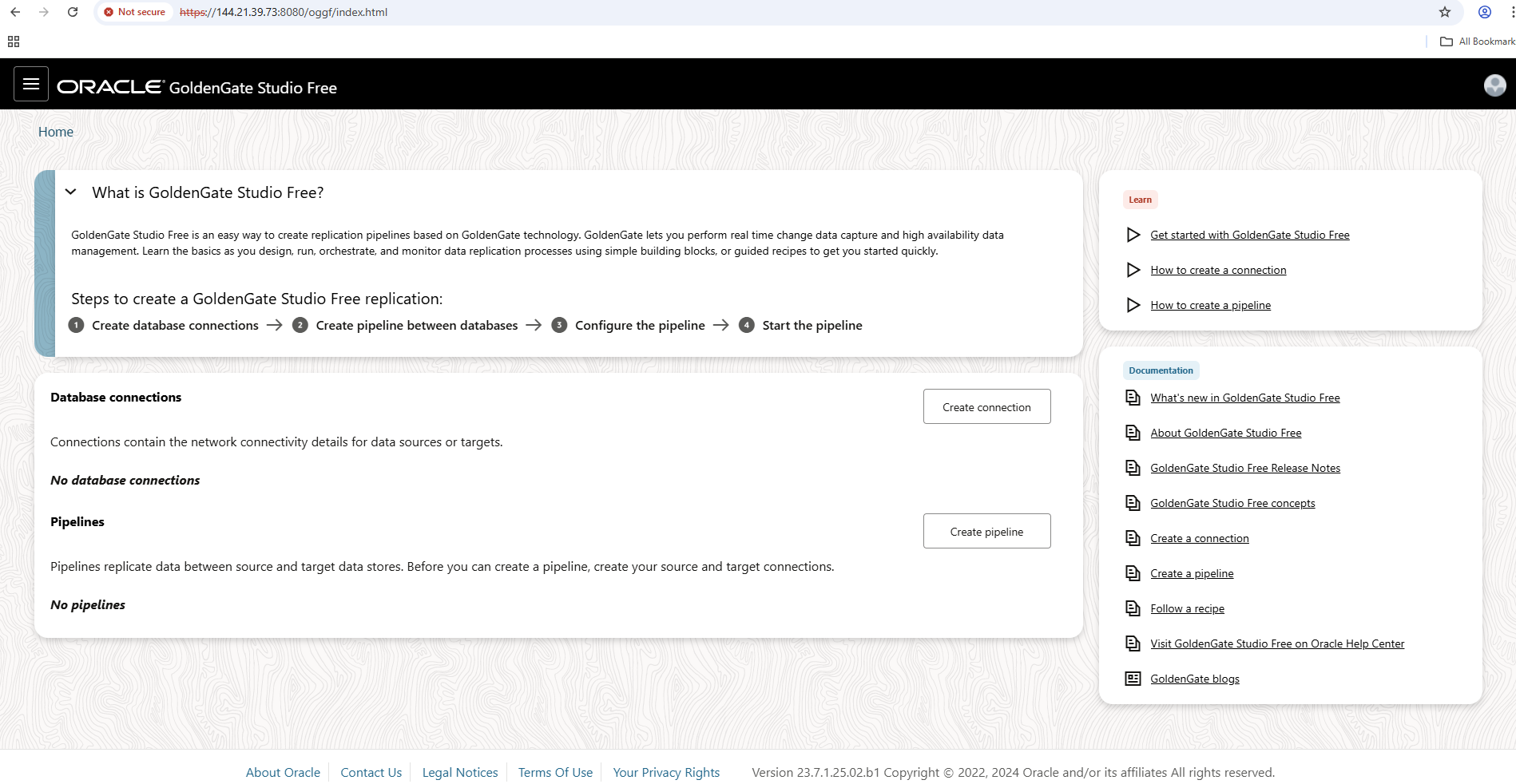 GOldenGate Studio Free start page