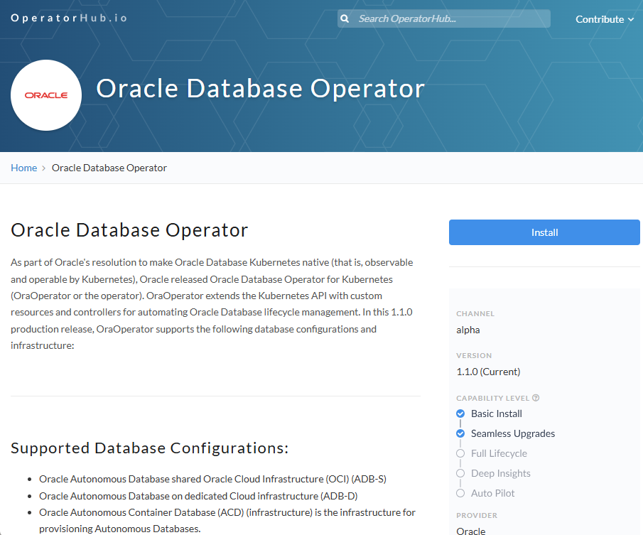 oraoperator auf operatorhub.io