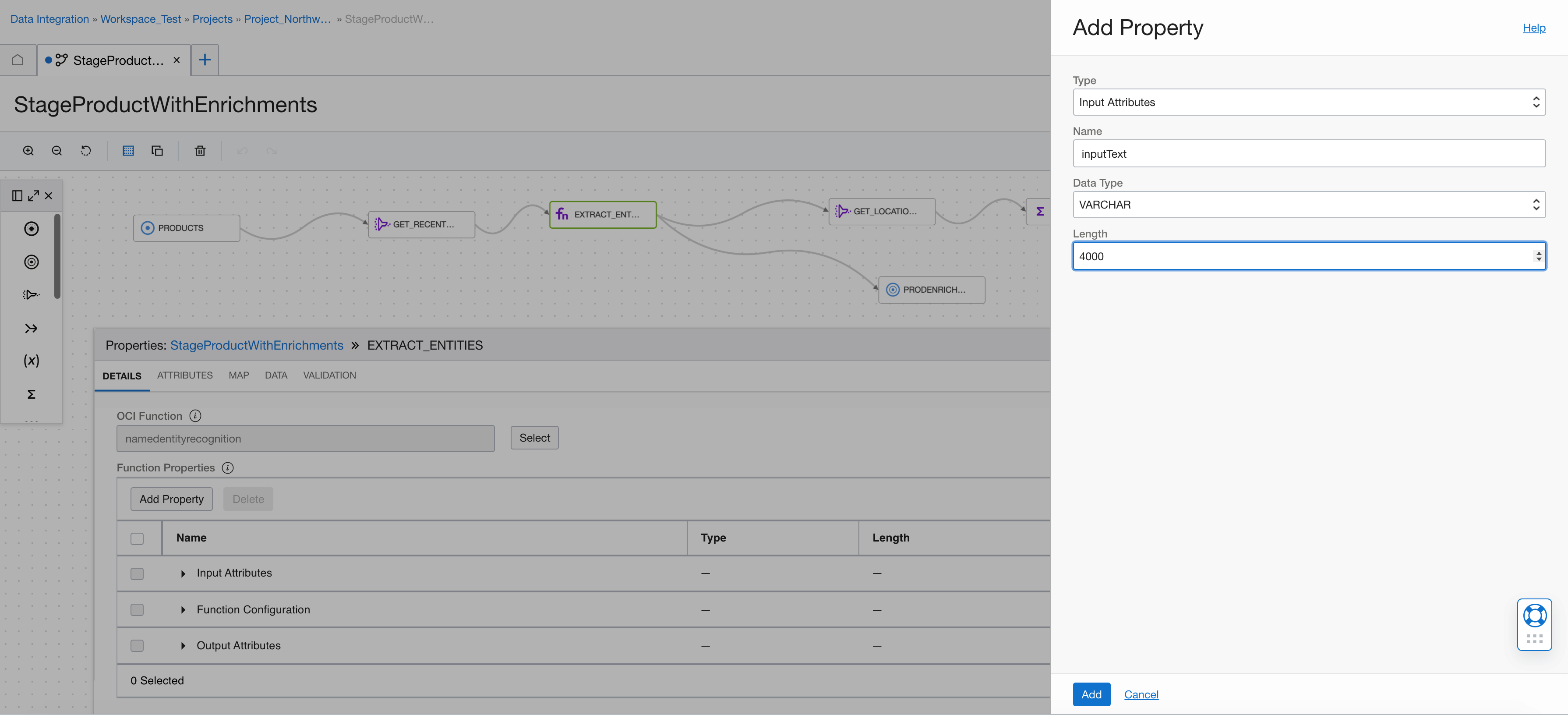 A screenshot of the Add Property window showing the input attributes type.