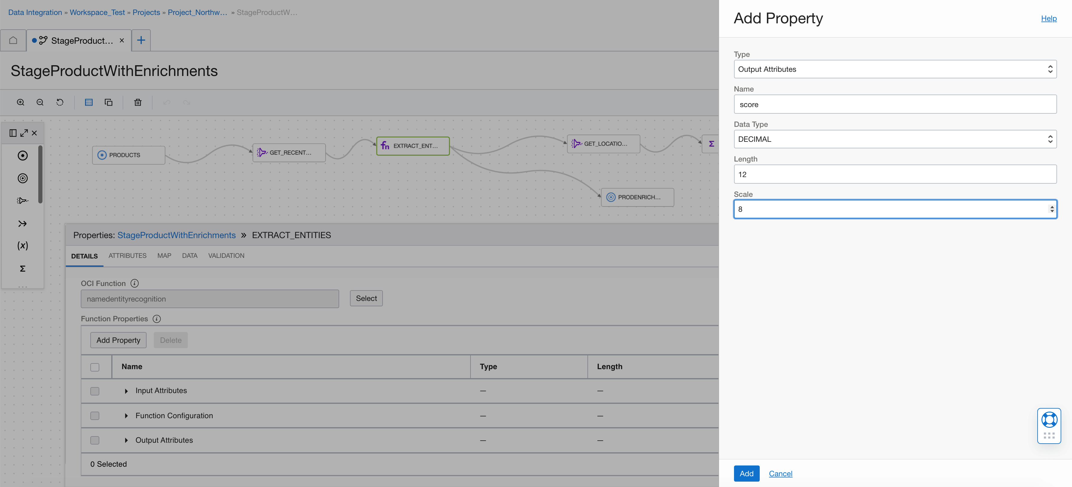A screenshot of the Add Property window showing the data type as a decimal.`