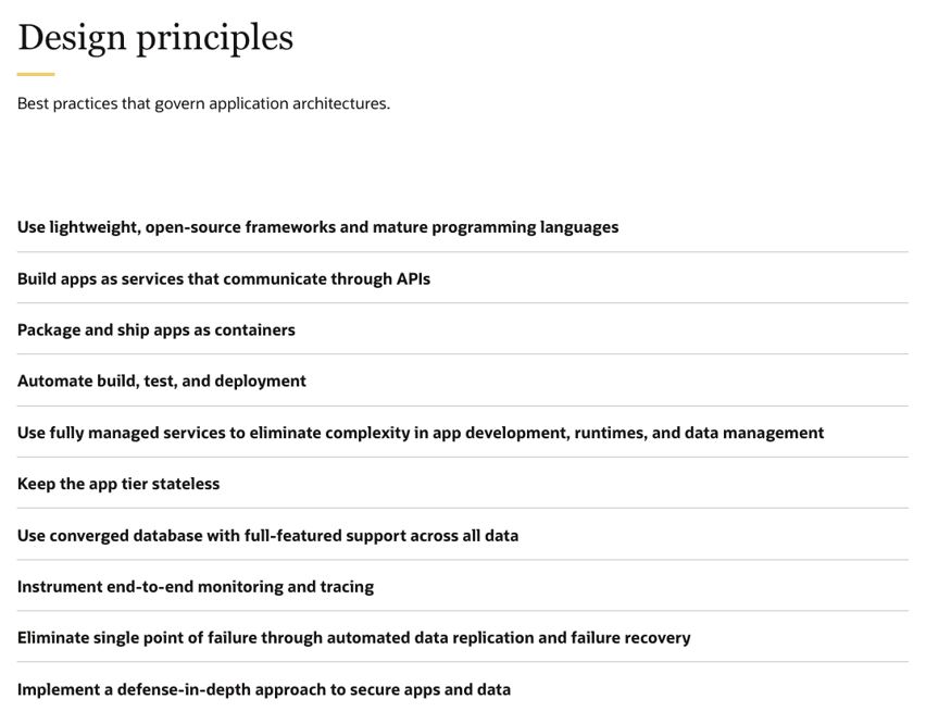 A screenshot of the design principles.