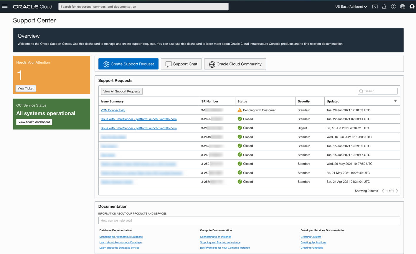 screenshot of the console