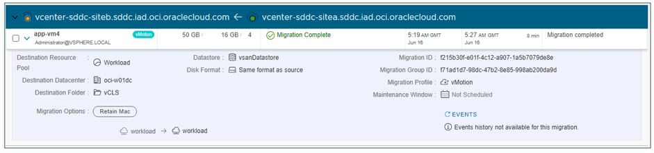 A screenshot of the completed migration.