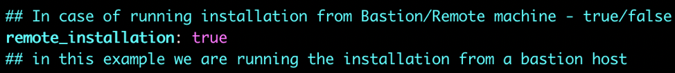 A screenshot of the code for running remote installation in pink.