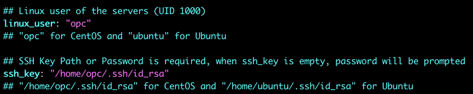 A screenshot of the changes for linux users and SSH key in pink.