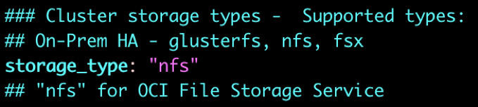 A screenshot of the change for storage type in pink.