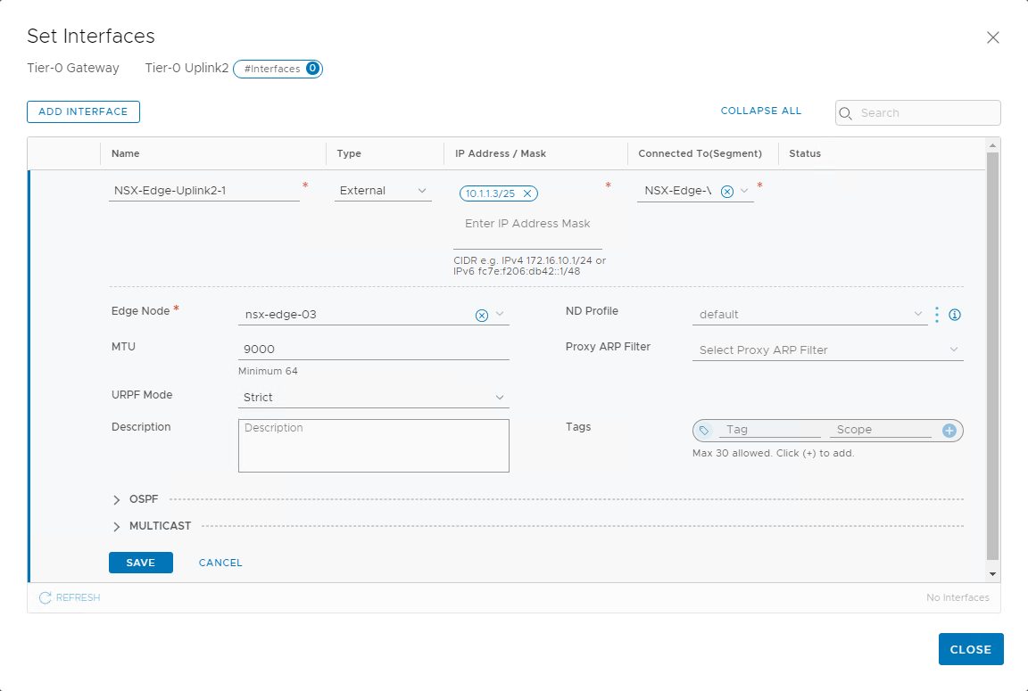 Add Interfaces to Tier-0 GW