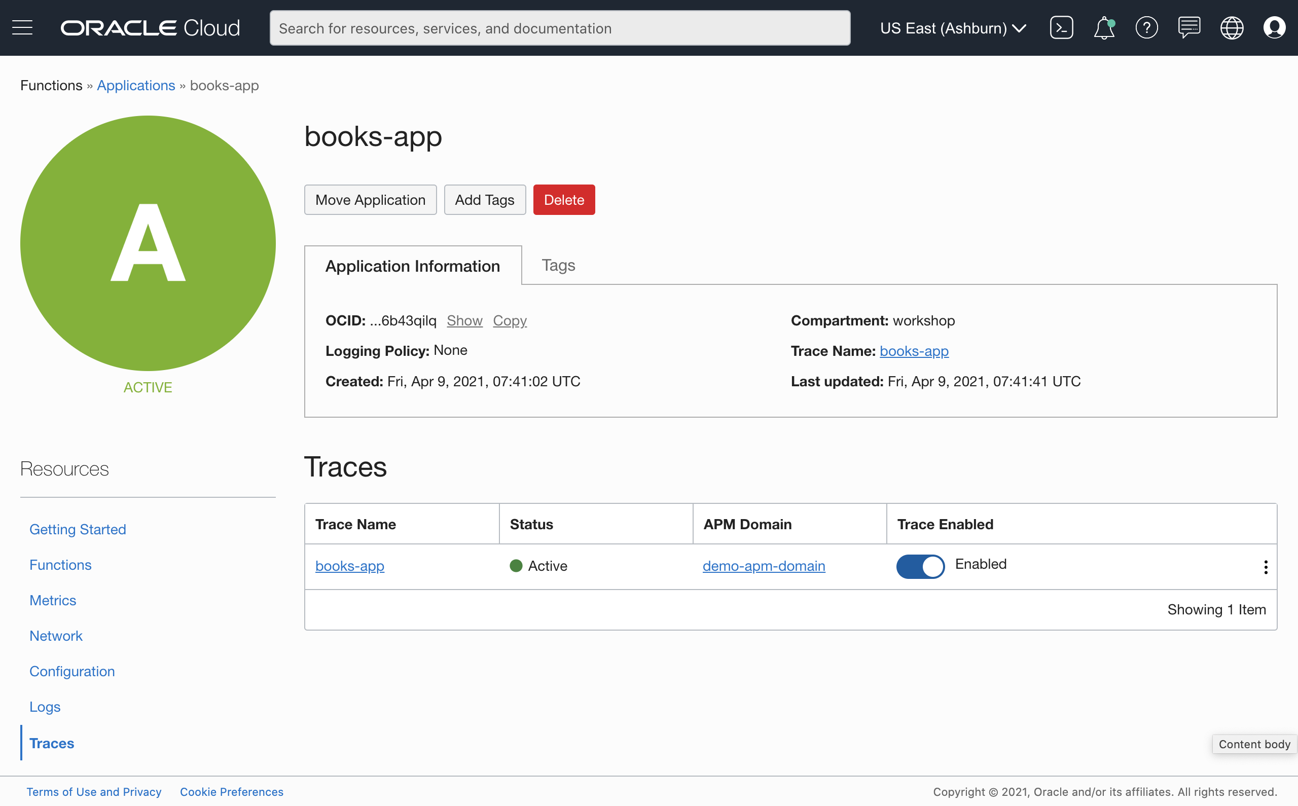A screenshot of the traces enabled for the Books app in the Console.