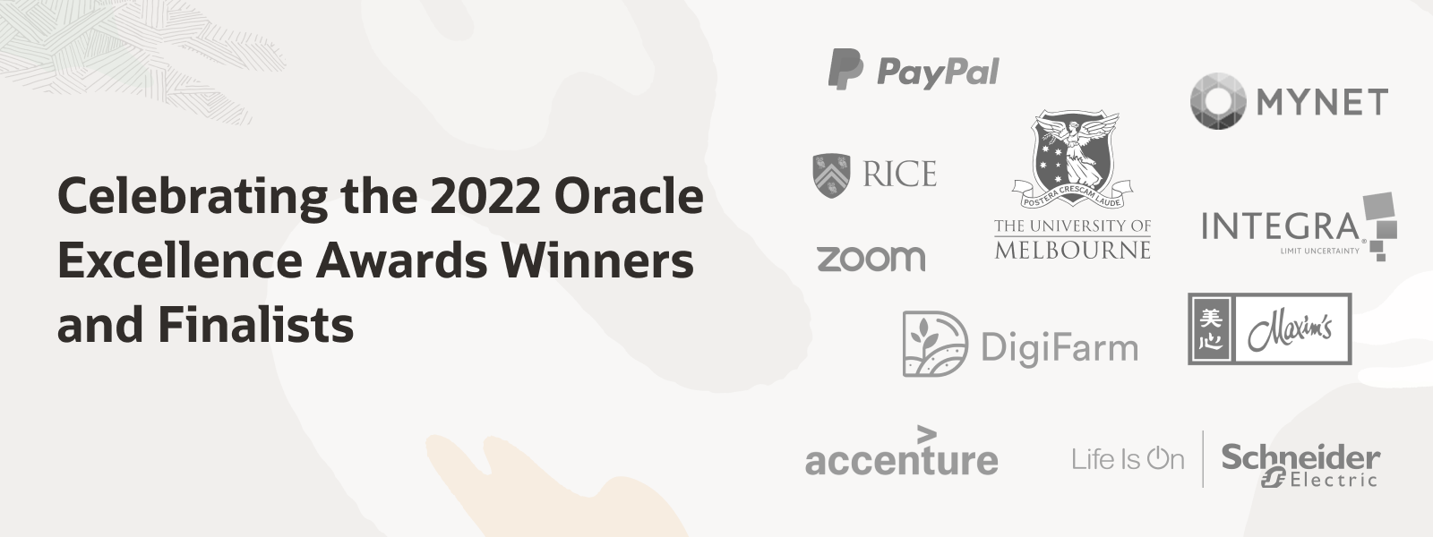 Logos of the 2022 Oracle Excellence Award Winners