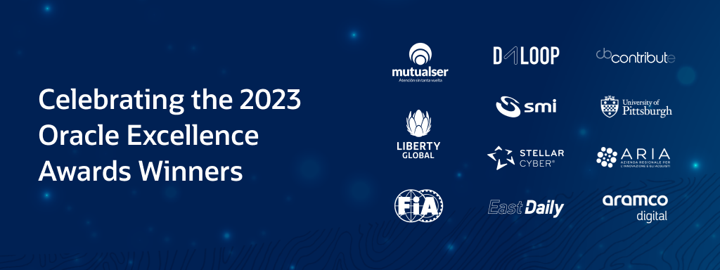 A banner with the logos of the 2023 Excellence Award winners