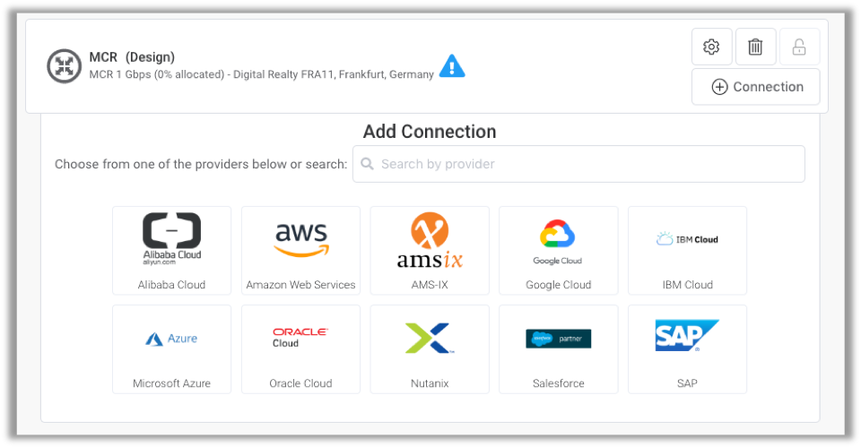 Add Connection page showing connection choices.