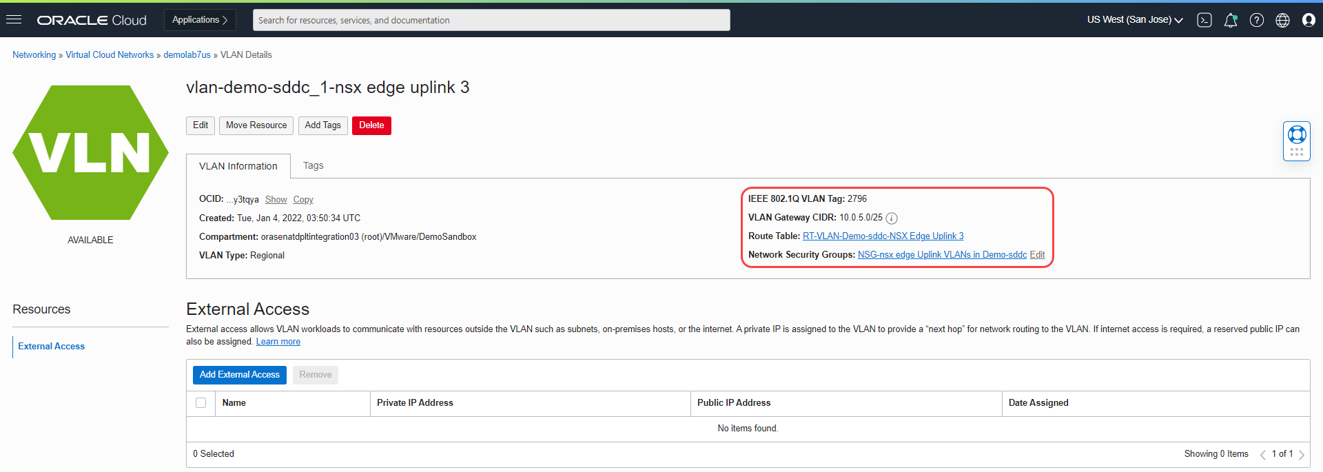 A screenshot of the VLAN Details pages showing how to create the uplink 3 VLAN.