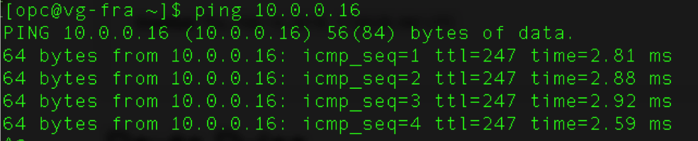 Command line showing a ping command and results.