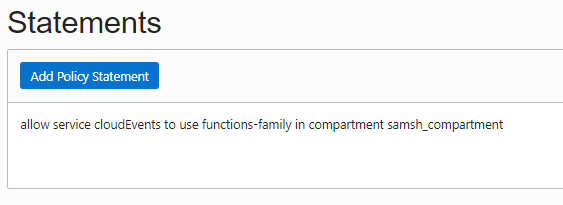 Screenshot that shows the specified policy statement.
