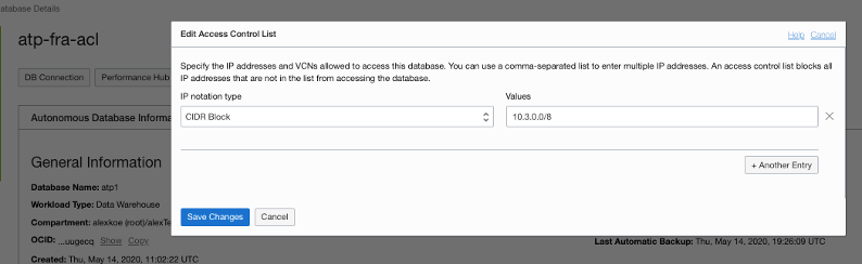 A screenshot of the Edit Access Control List screen.