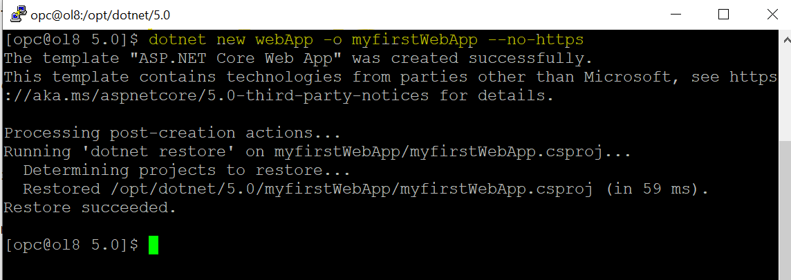 A screenshot of the resulting code from creating the ASP.NET application.