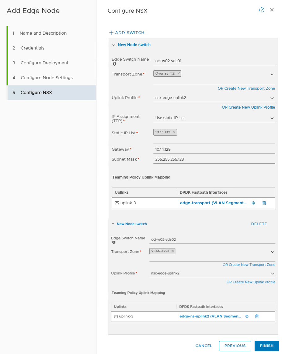 Configure network on NSX Edge node
