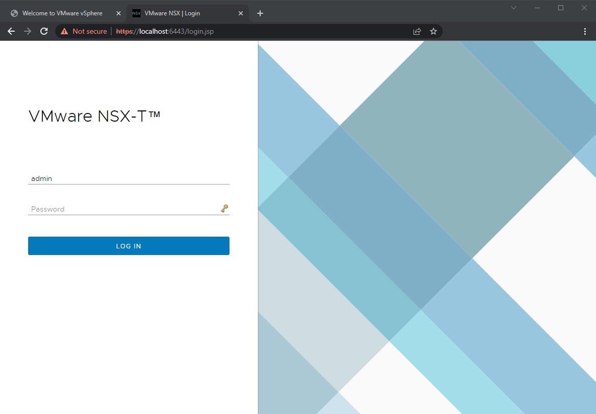 A screenshot of the VMware NSX Manager login screen.