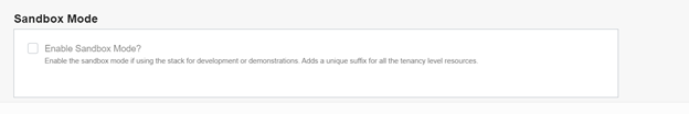 A screenshot of the Sandbox Mode option.