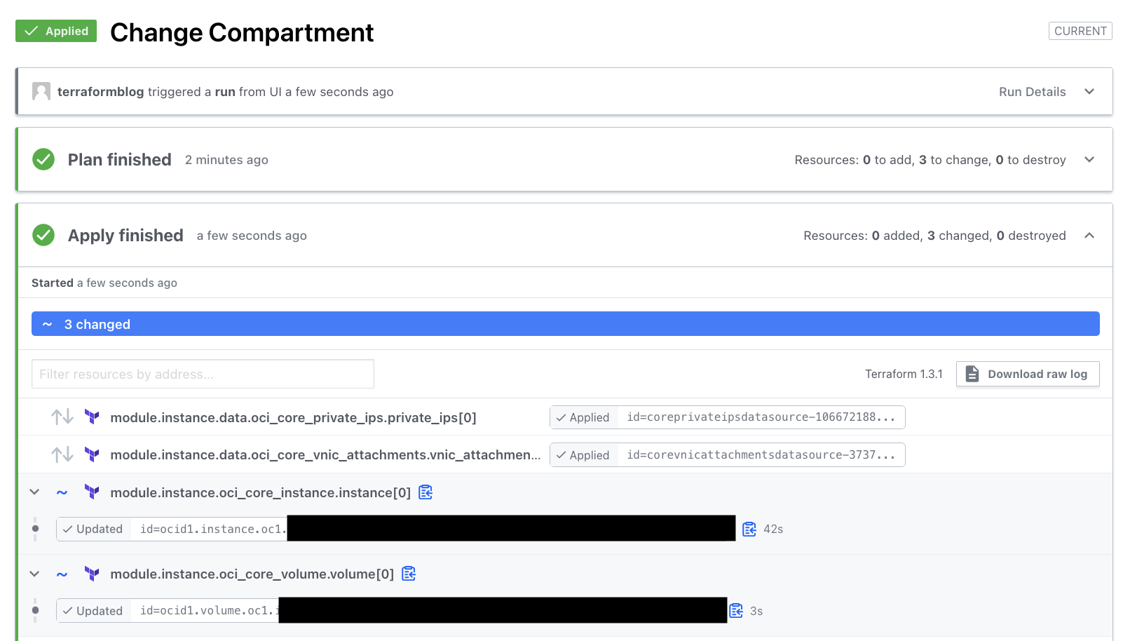 Change Compartment Complete