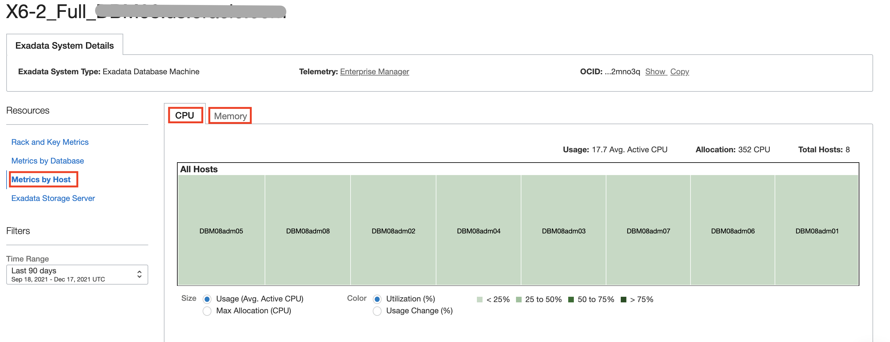 Exadata Host CPU and Memory Insights
