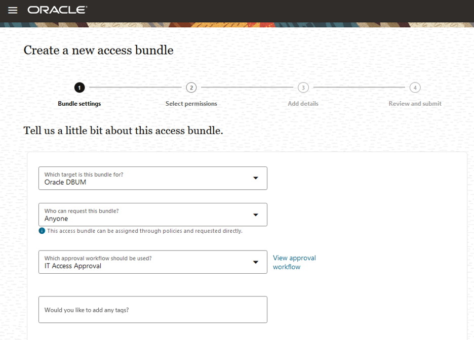 Details for creating an access bundle