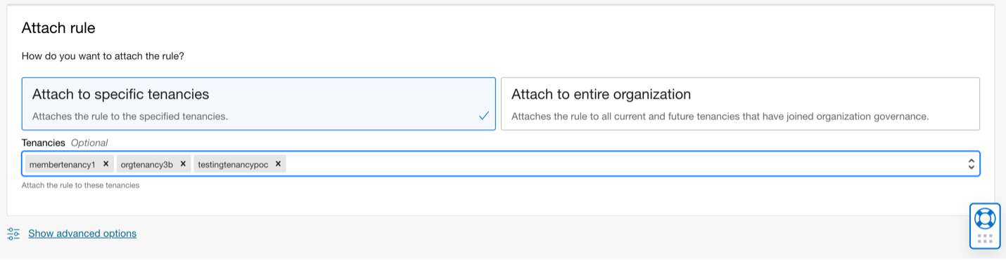 A screenshot if tge Attach Rule section showing the tenancy tags