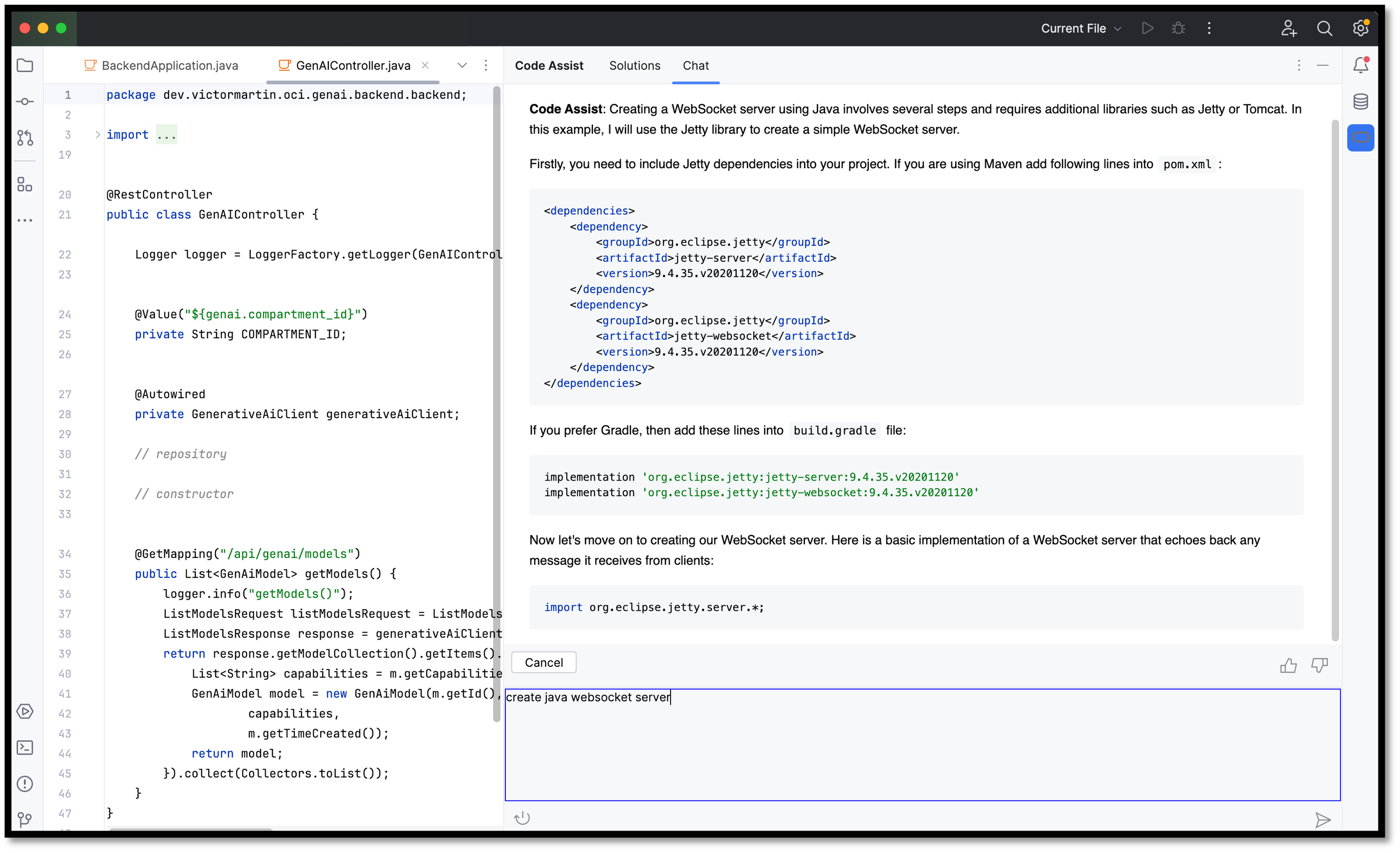 Oracle Code Assist documentation generation