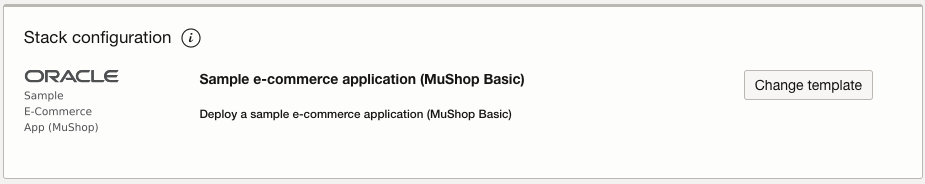 A screenshot of a sample e-commerce application stack configuration template.