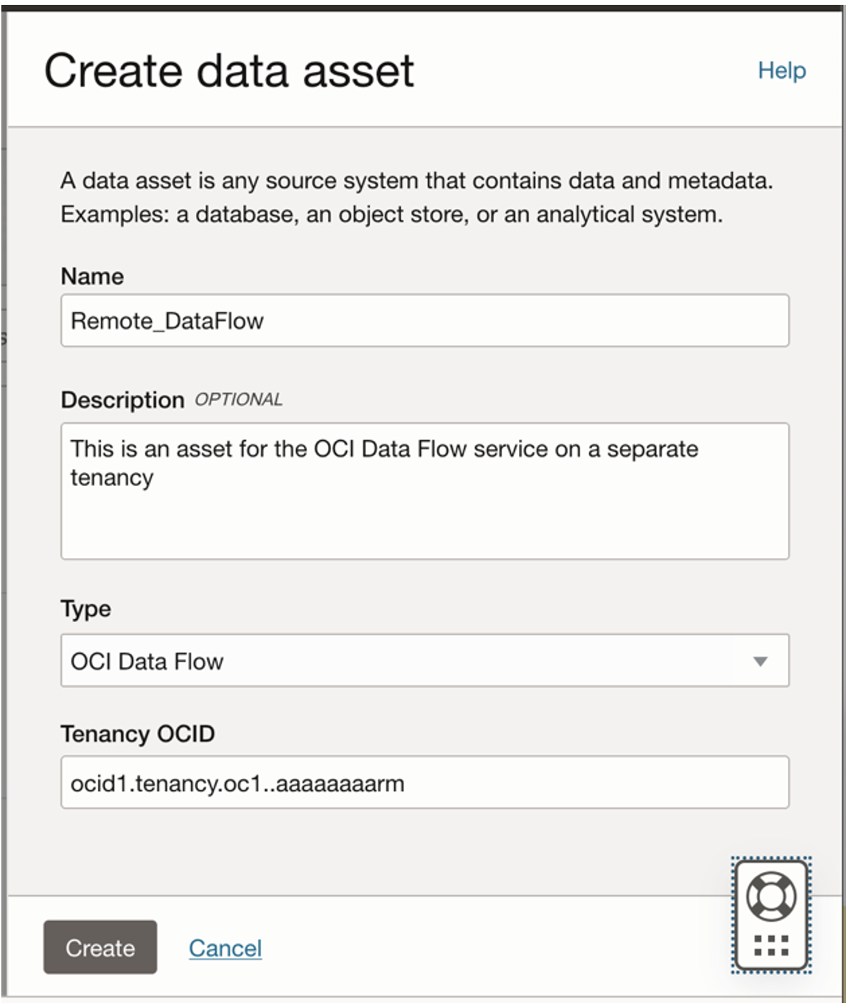 Creating a Data Flow data asset