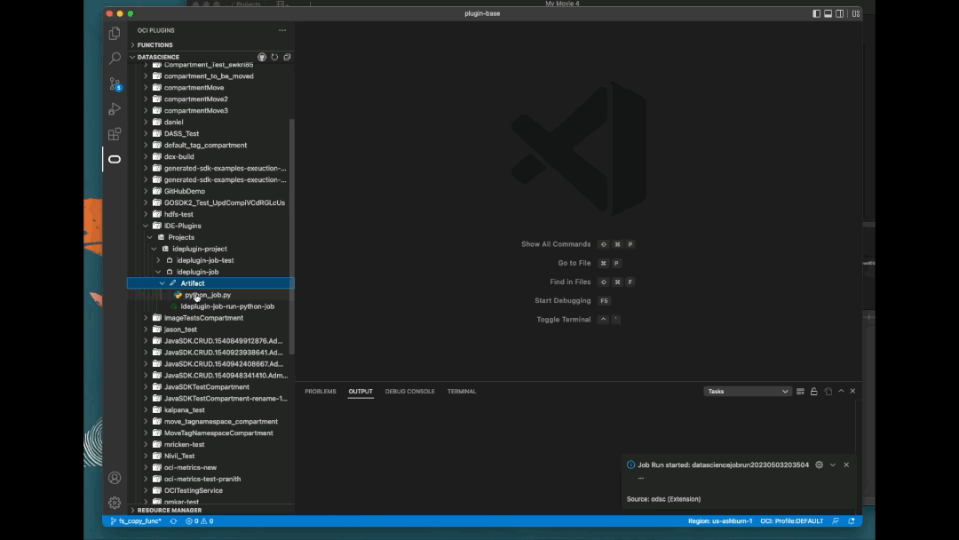 A gif showing the process of adding the OCI Data Science extension.