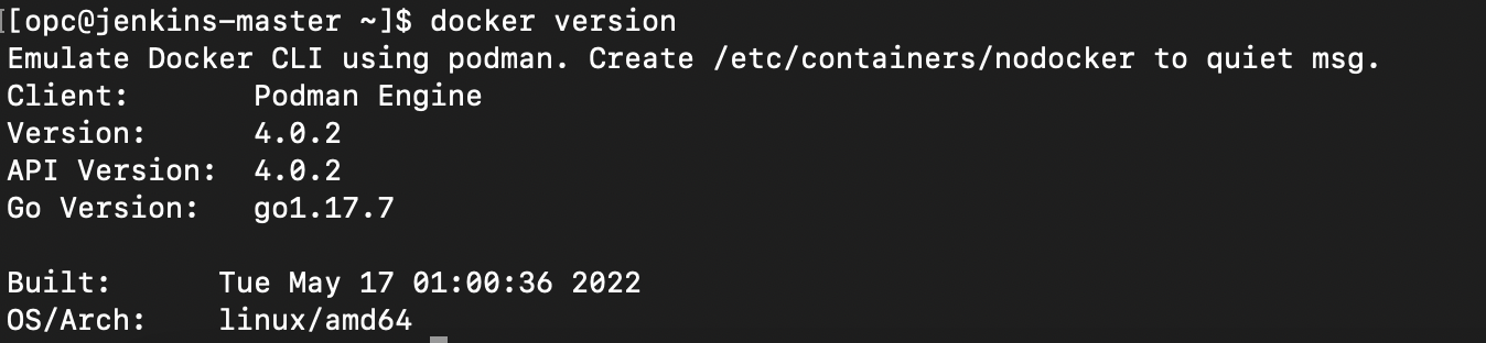 A screenshot showing the output for the Docker commands.