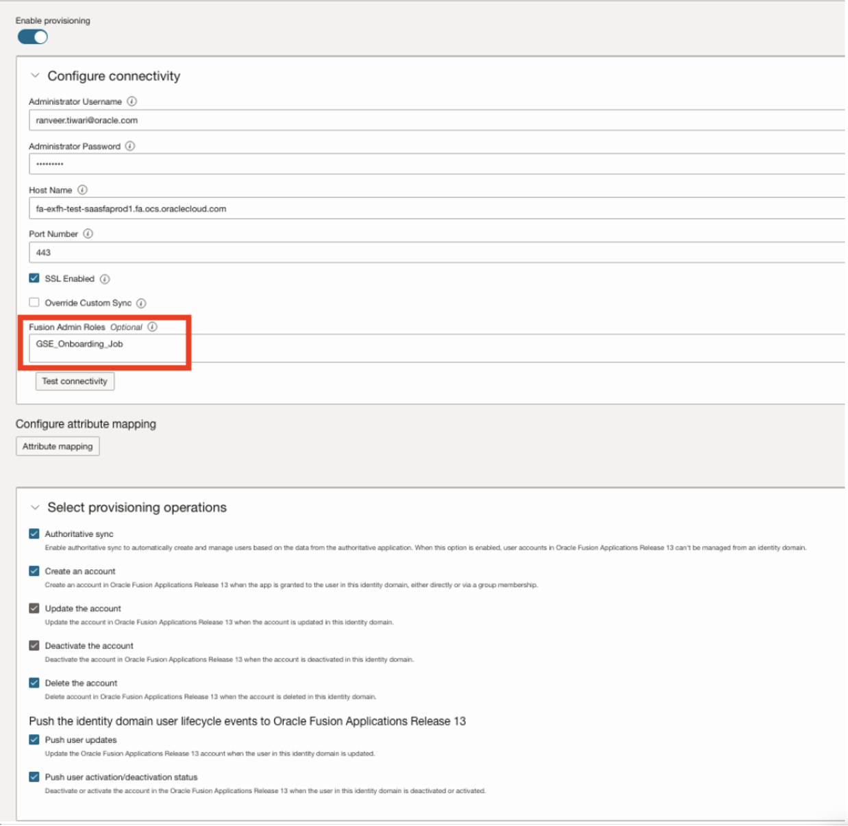 Editing provision in the Oracle Cloud Console.