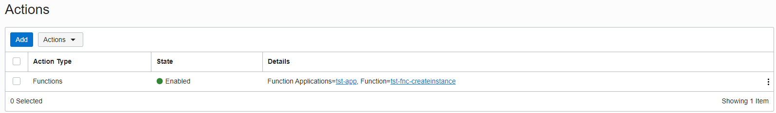 A screenshot of the Actions section with selections made for the second event rule.