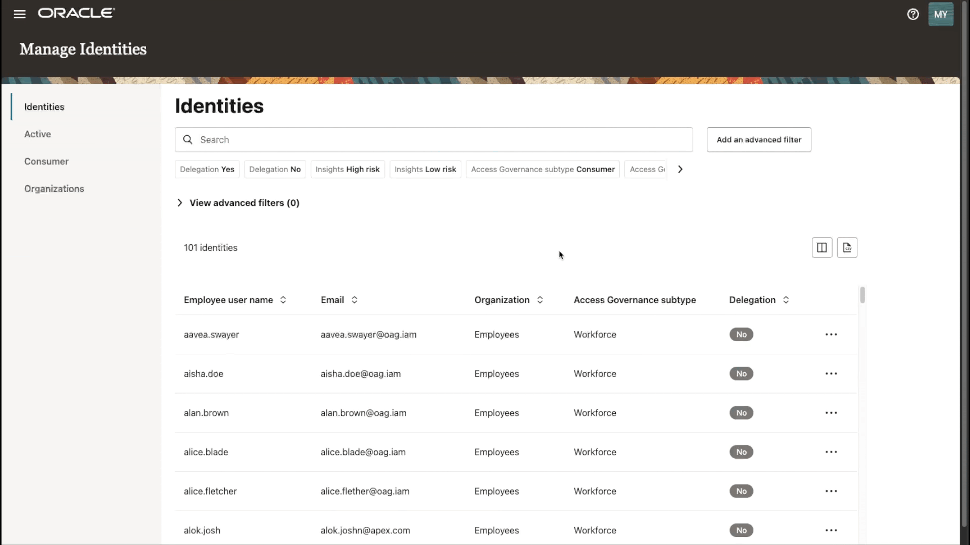 Dashboard to immediately terminate identities in Access Governance.