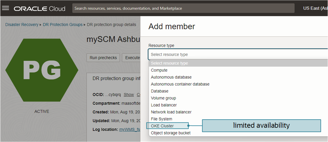 Figure 1: OKE as a new resource type (only visible after your tenancy is allowlisted)  