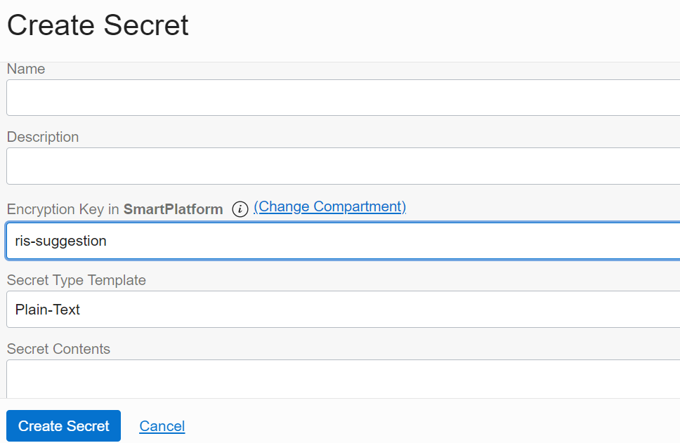 A screenshot of the Create Secret page with the encryption key highlighted.