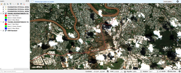 3D-visualization showing the progression of a big flood impacting the urban area and critical infrastructure