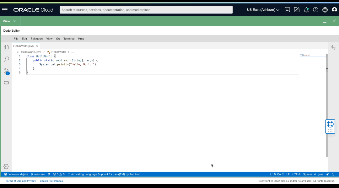 A gif showing the options for personalizing the configuration of user experience in Code Editor.