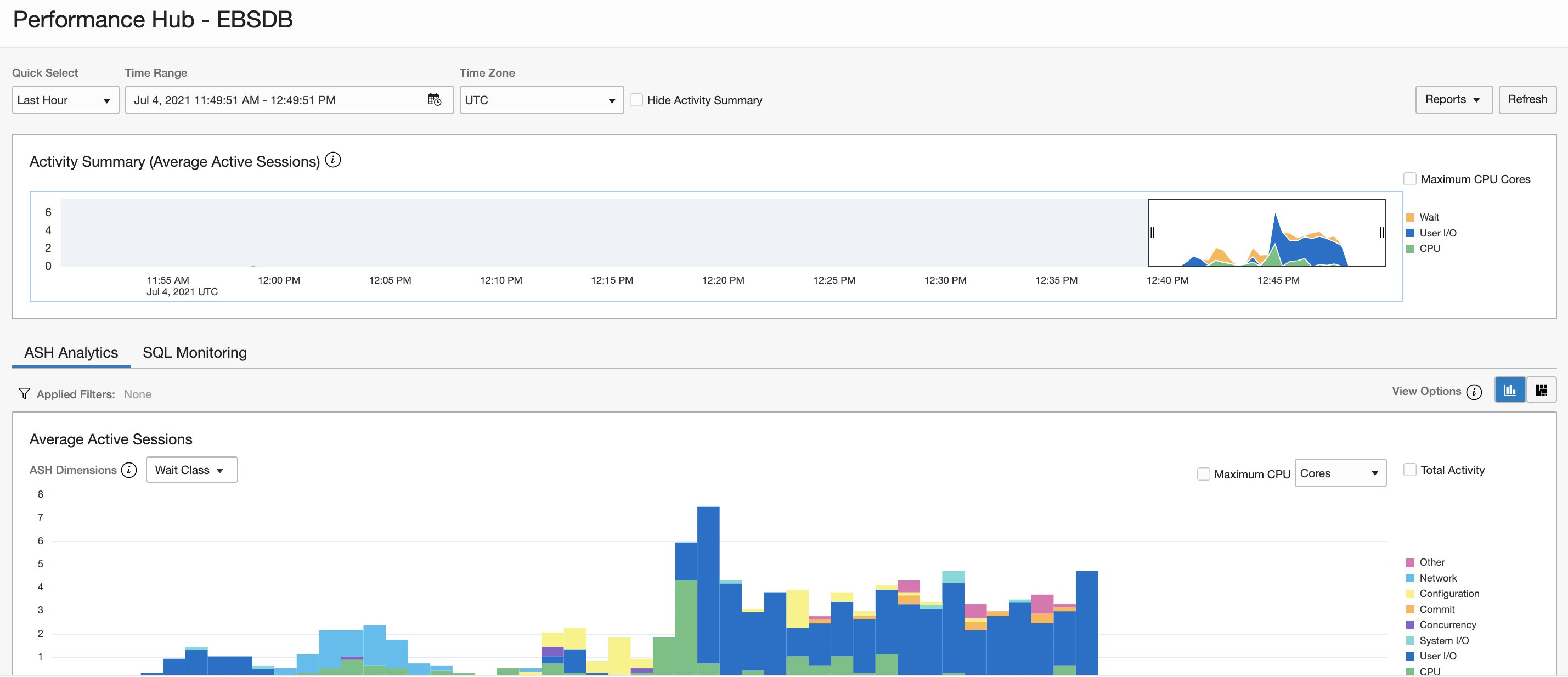 A screenshot of the Performance Hub page in the Console.