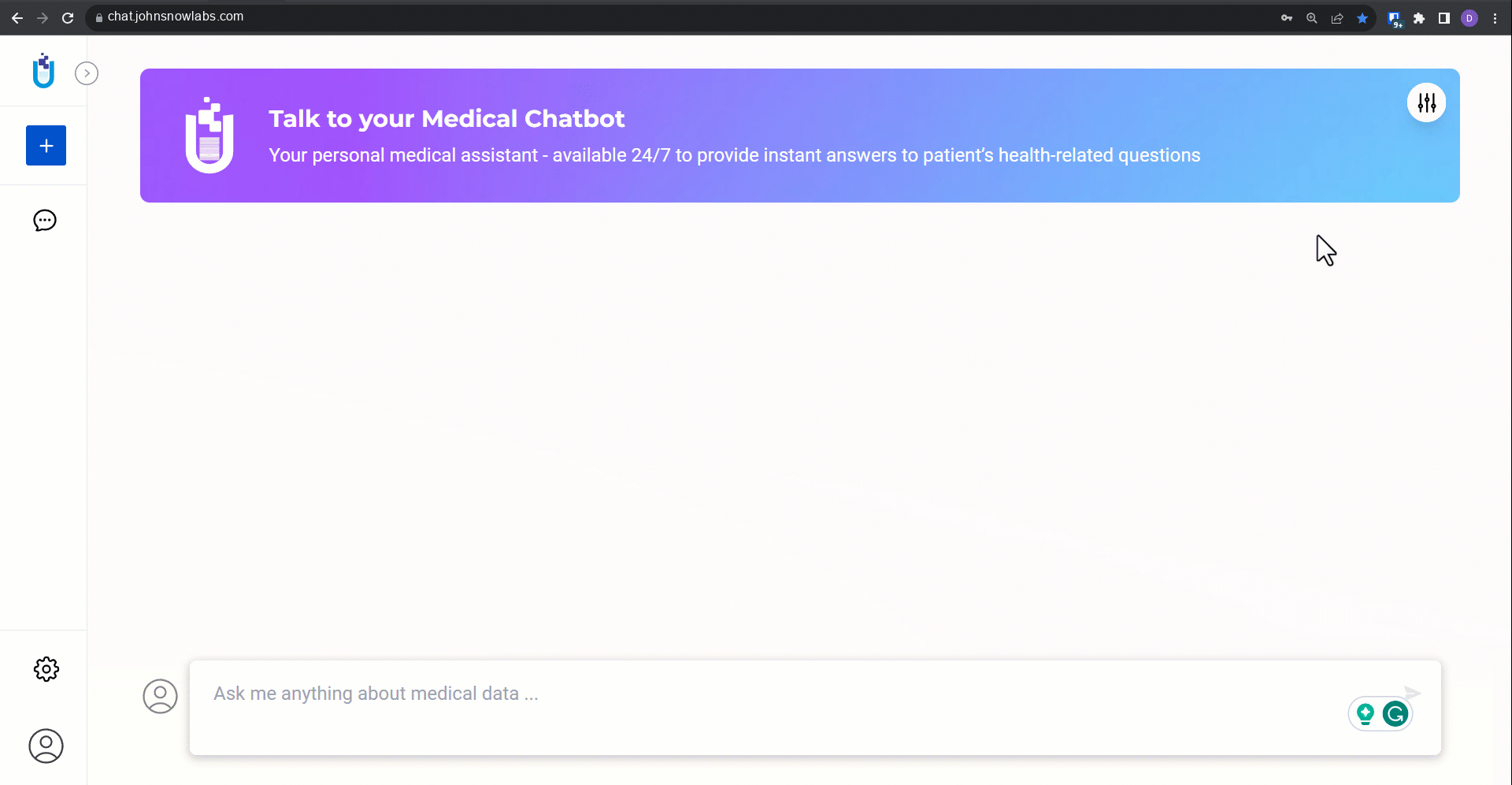 A gif showing a query about patient information in the chatbot.