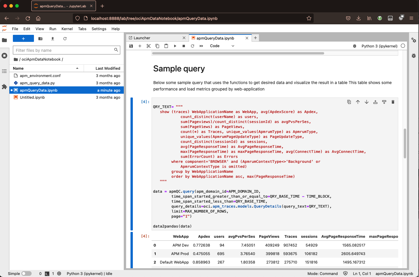 Figure 1: Trace query inside jupyter notebook